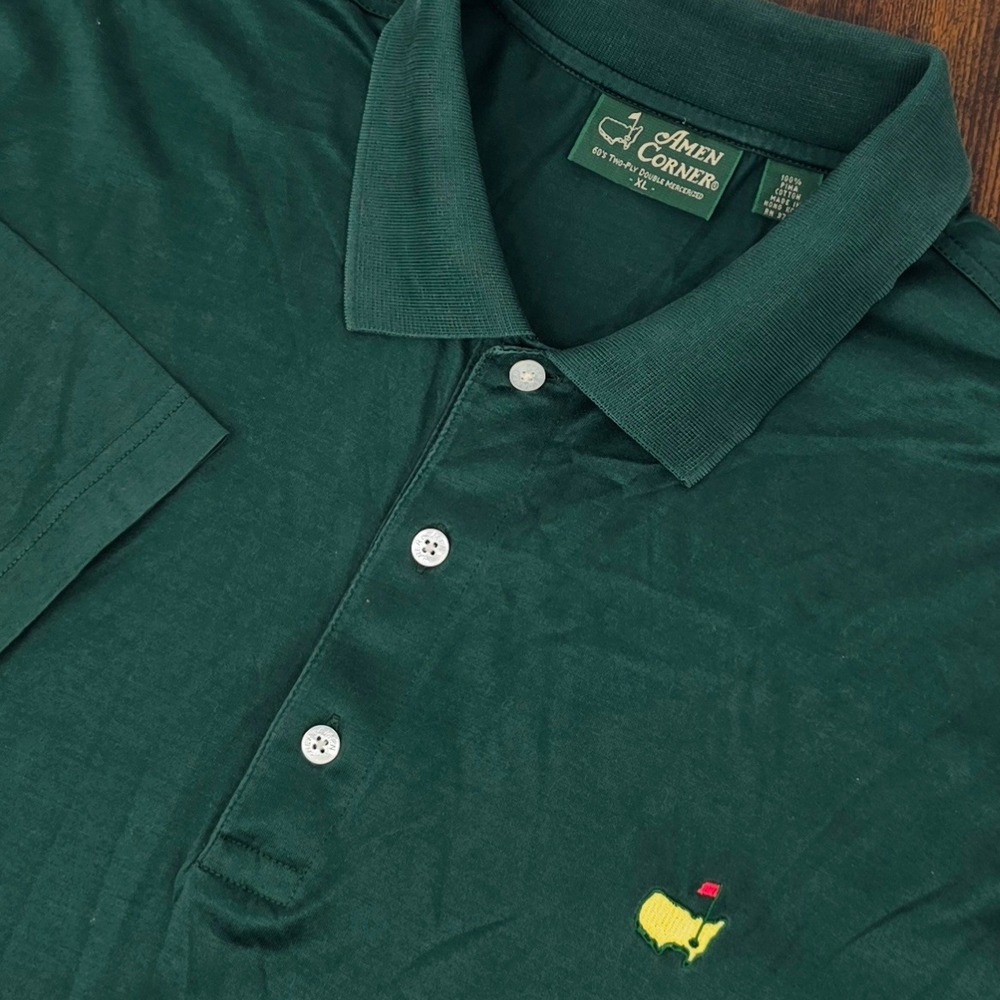 Amen Corner Masters Golf Polo Shirt Mens XL Green Pima Cotton Short Sleeve Logo